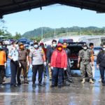 Basmi Penyebaran Virus Corona di Bakauheni, Tim Gabungan Pemda Polres dan TNI Terjunkan Water Canon