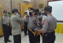 Kapolres Madina Pimpin Upacara Korp Raport Kenaikan Pangkat Setingkat Pengabdian Dari Kompol ke AKBP