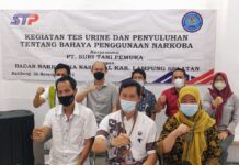 Managemen PT STP Kerjasama Dengan BNN Lamsel, Secara Acak 50 Karyawan Ikut Tes Urine