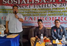 SOSIALISASI PERDA NARKOBA, ANGGOTA DEWAN PROVINGSI LAMPUNG DAPIL II LAMSEL FAHRURROZI AJAK MASYARAKAT ‘PERANG LAWAN NARKOBA’