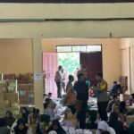 Kapolres Lampung Selatan Pantau Pelipatan Kertas Surat Suara di Gor Kalianda.