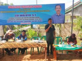 Ketua Komisi II DRPD Lamsel Edi Waluyo Sosialisasikan Perda Nomor 3 Tahun 2020 di Kecamatan Candipuro