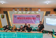 Penyuluhan bahaya Narkoba oleh Badan Narkotika Nasional Kabupaten (BNNK) dan Gerakan Nasional Anti Narkotika (GRANAT) Kabupaten Lampung Timur kepada siswa-siswi SMAN 1 Melinting.